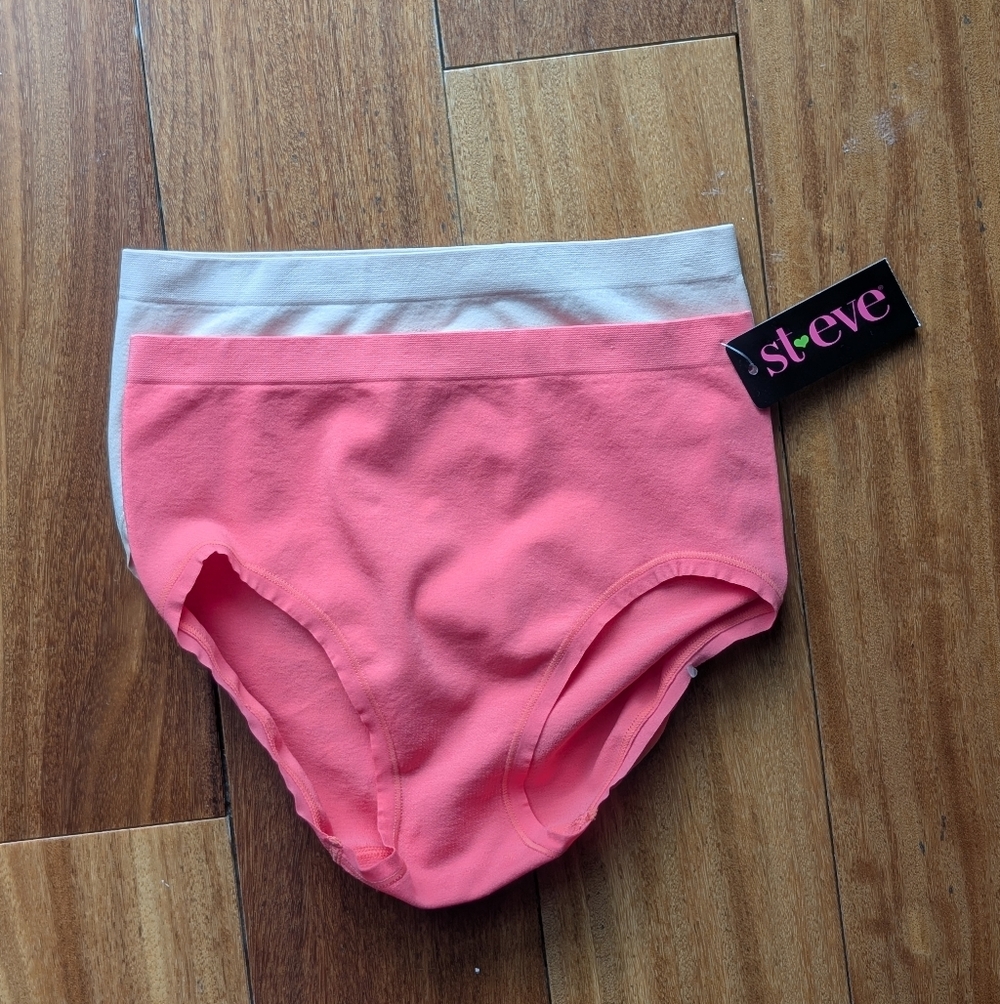 NWT Saint Eve 2-Pack Juniors' Coral Nude High-Rise Briefs Panties